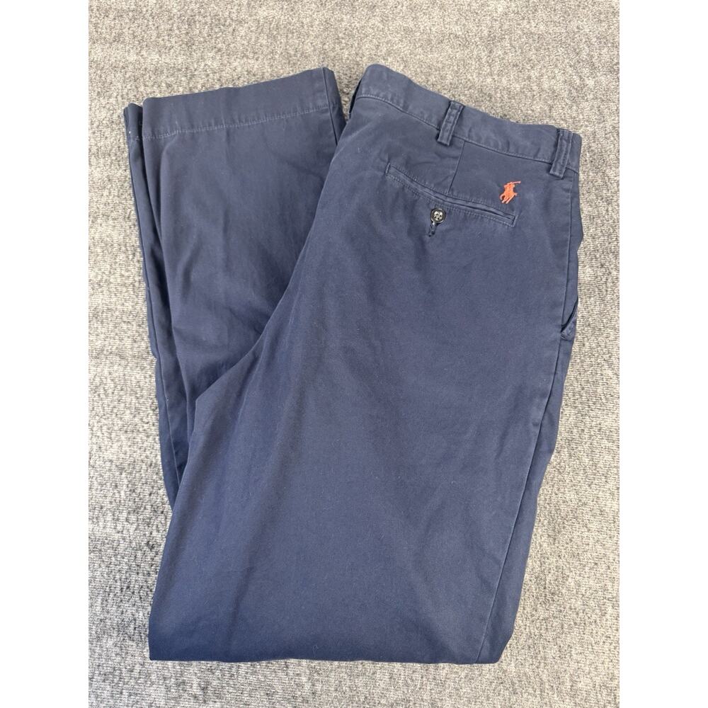 Mens Polo By Ralph Lauren Navy Blue Suffield Chino Style Pants 36 By 32 - Picture 1 of 8